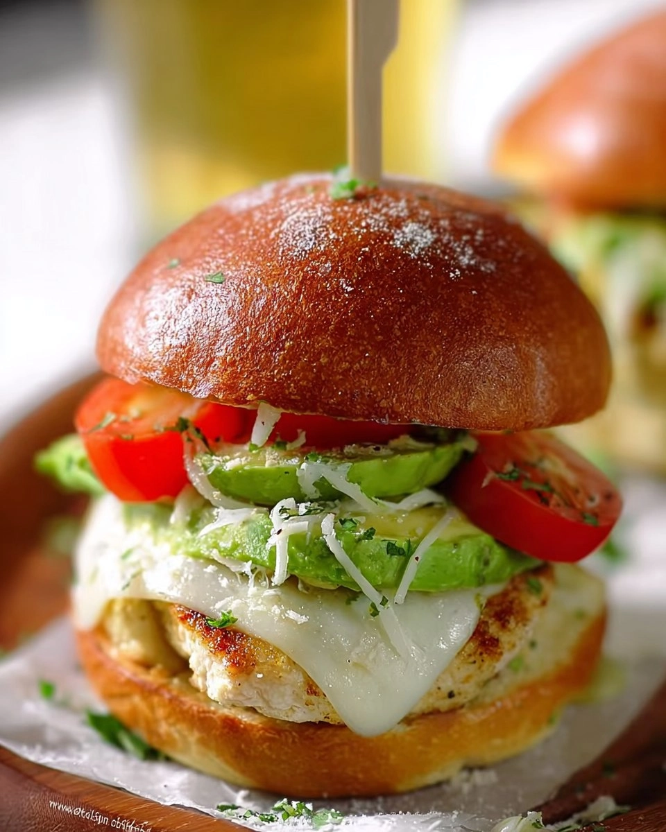 Caesar Chicken Sandwich mit Avocado, Tomate und Mozzarella