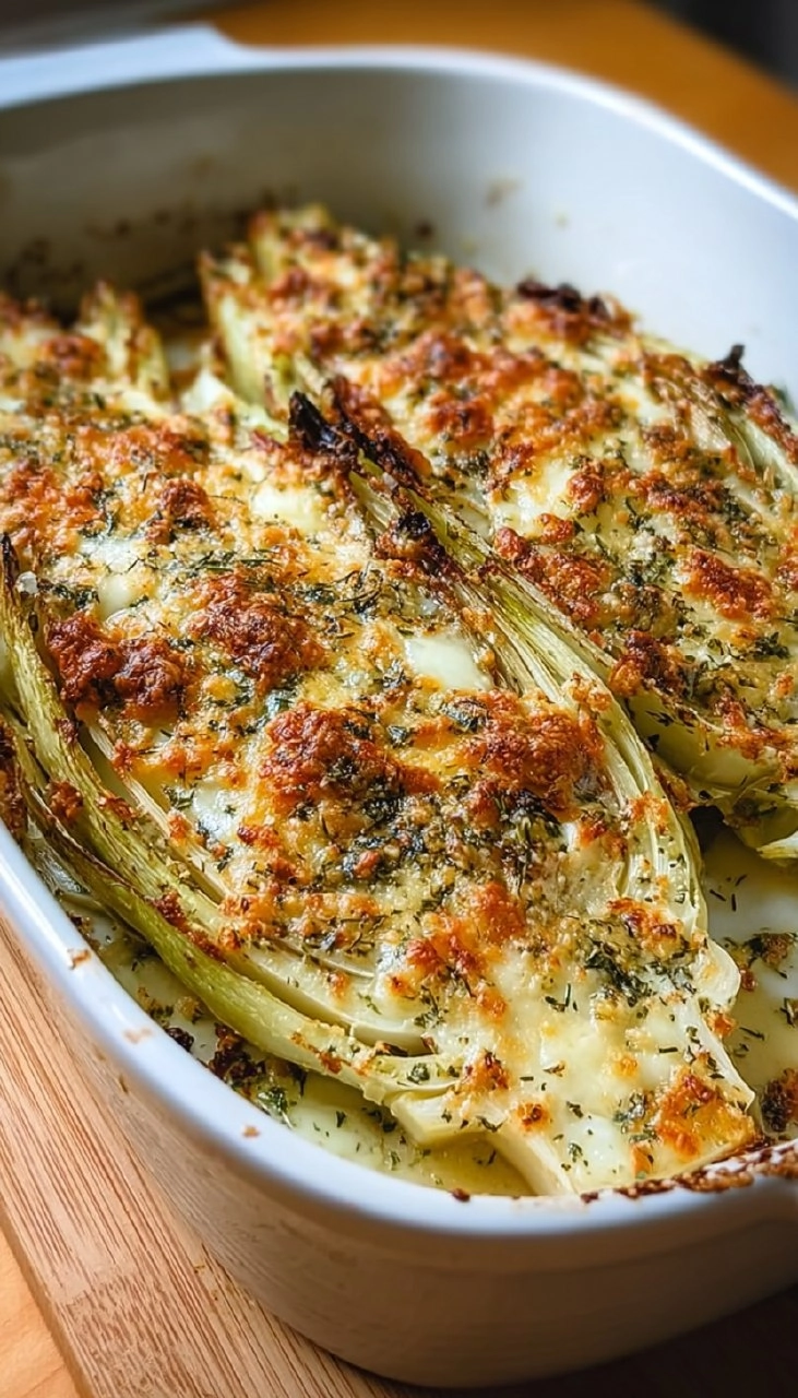Chicorée überbacken mit Käse und Zitronen-Kräuter-Bröseln