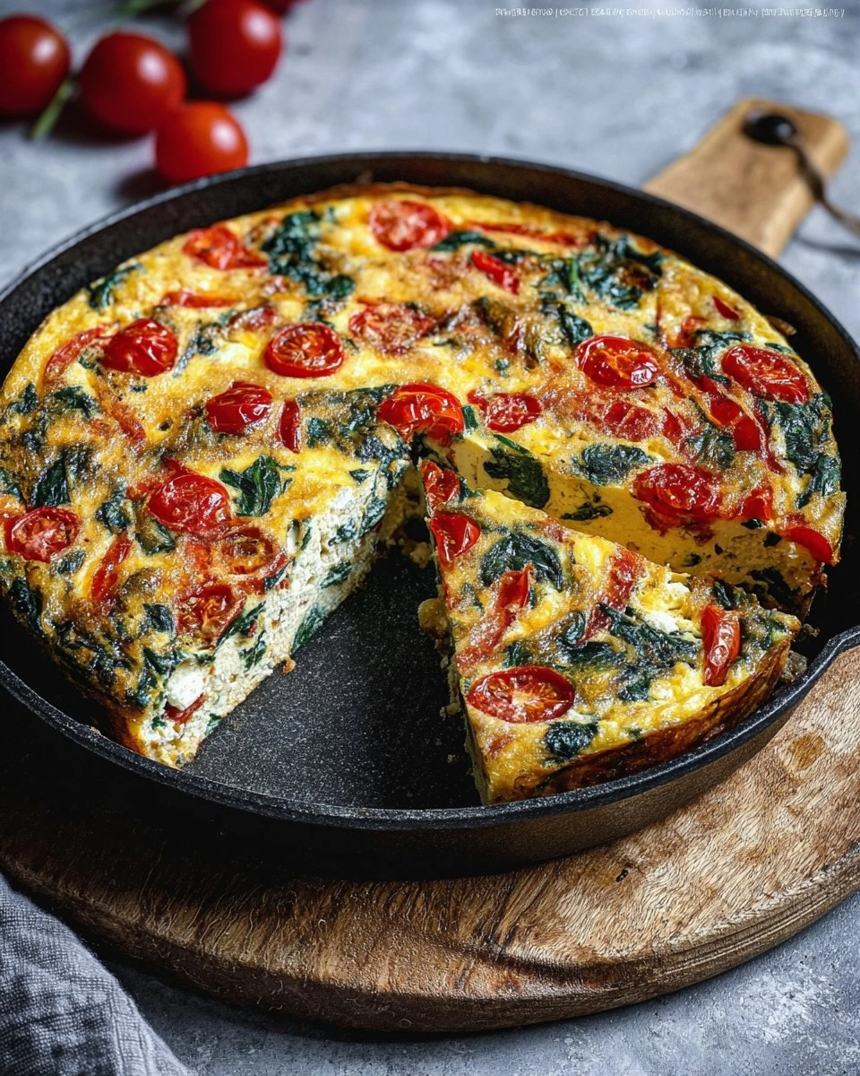 Frittata mit Tomaten, Paprika und Spinat