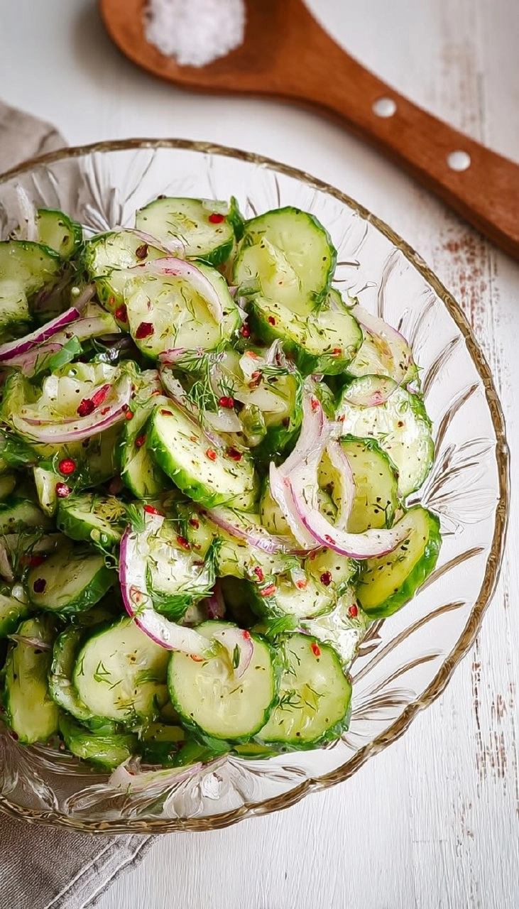 Gurkensalat mit Essig und Öl