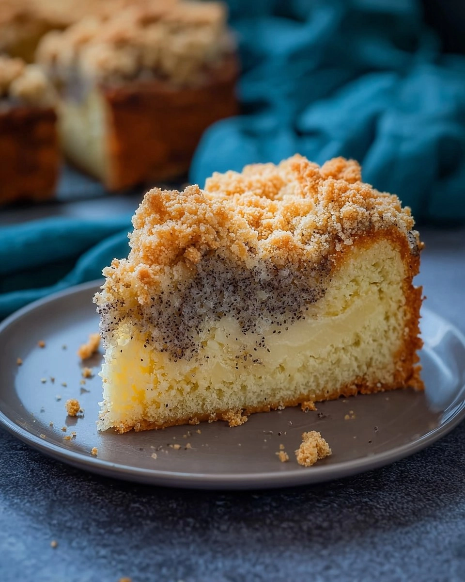 Mohnkuchen mit knusprigen Streuseln und Schmand