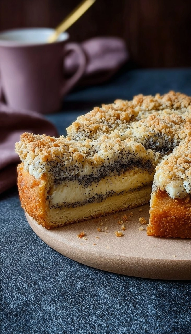 Mohnkuchen mit knusprigen Streuseln und Schmand