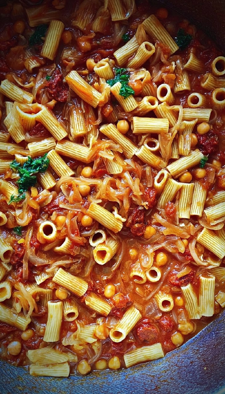 One-Pot Pasta mit Kichererbsen & Chorizo