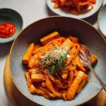 Tofu-Scherennudeln-mit-Kimchi-Sahnesauce-Rezept