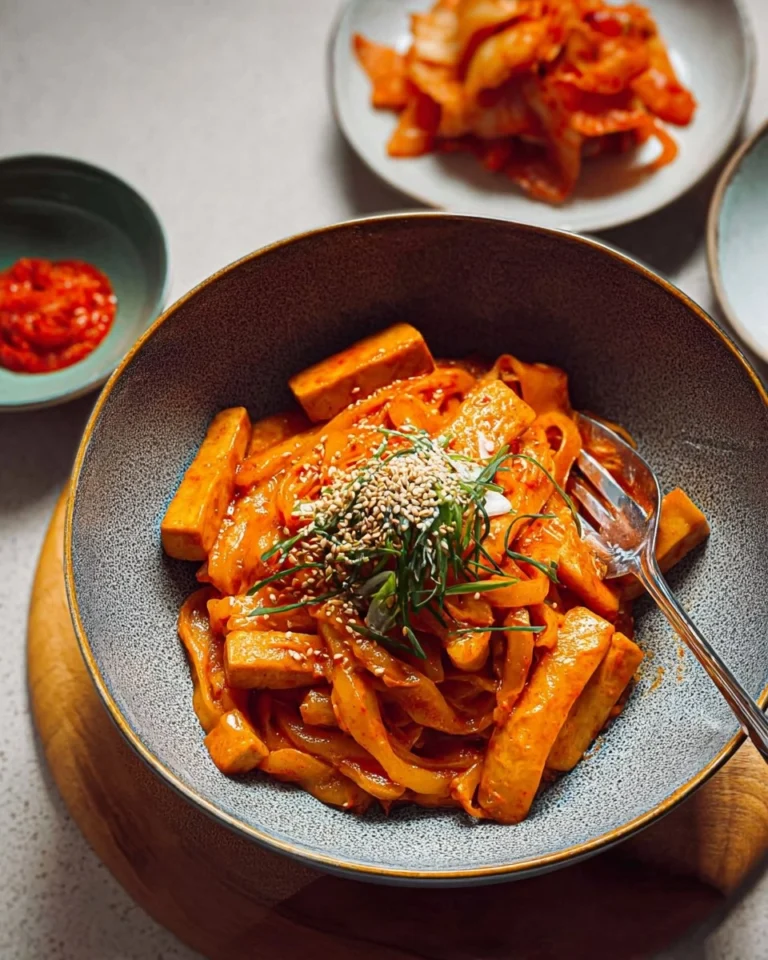 Tofu-Scherennudeln-mit-Kimchi-Sahnesauce-Rezept