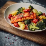 Lachs-aus-dem-Airfryer-mit-Gnocchi-Brokkoli-und-Tomaten-Rezept