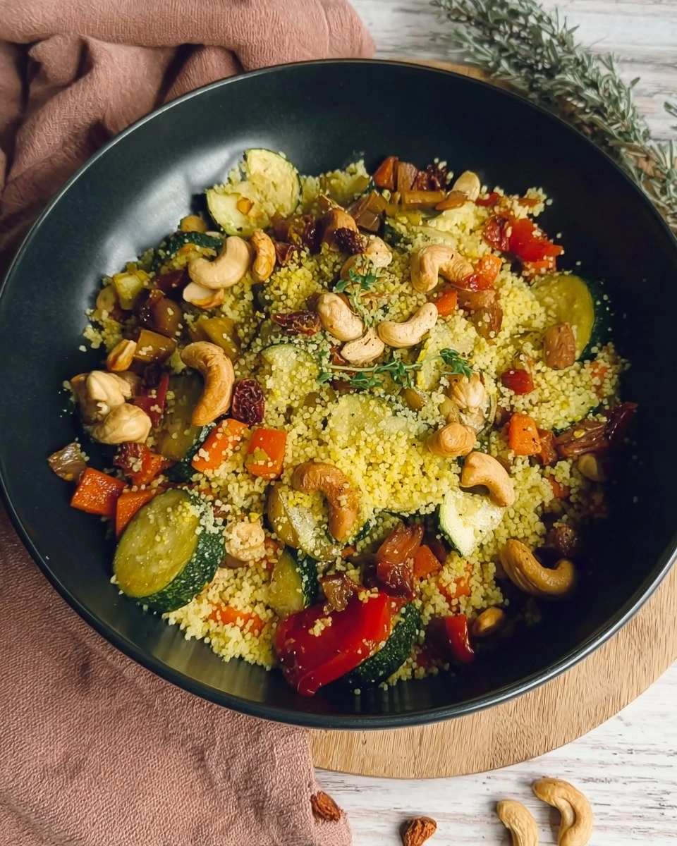 Zitroniger Couscous mit geröstetem Gemüse und Cashews